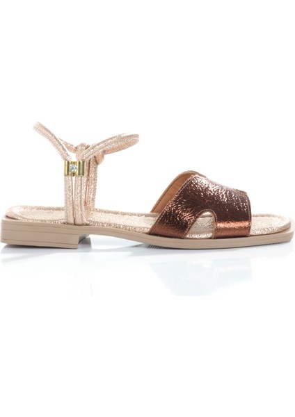 MİA028-3013 Deri Kadın Günlük Ortopedik Bronz Tatil Sandaleti