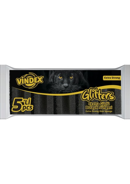 Glitters Ekstra Güçlü Siyah Sünger 5'li