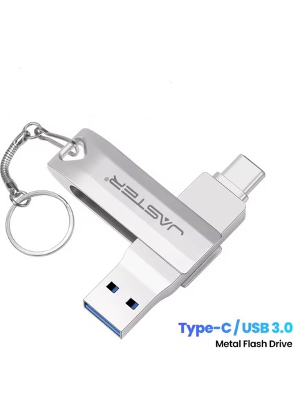 Jaster 64Gb. Type-C ve Usb 3.0 Hızlı Usb Flash Bellek Otg Çift Girişli Metal Sağlam ve Orjinal