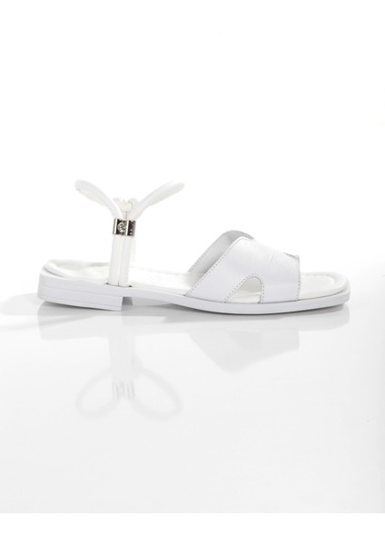 MİA028-3013 Deri Kadın Günlük Ortopedik Beyaz Tatil Sandaleti fırsatları