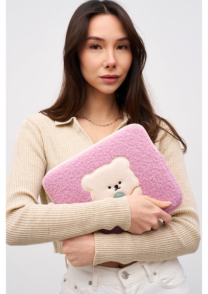 Teddy Bear Tablet Kılıfı 10” & 11” Inç Uyumlu Pembe fiyatları