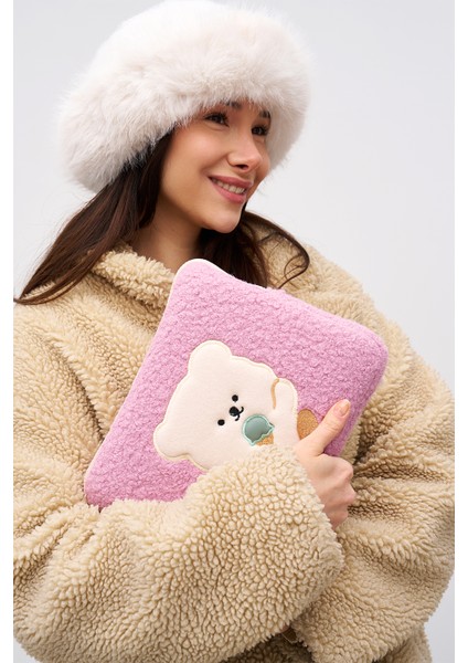 Teddy Bear Tablet Kılıfı 10” & 11” Inç Uyumlu Pembe modelleri