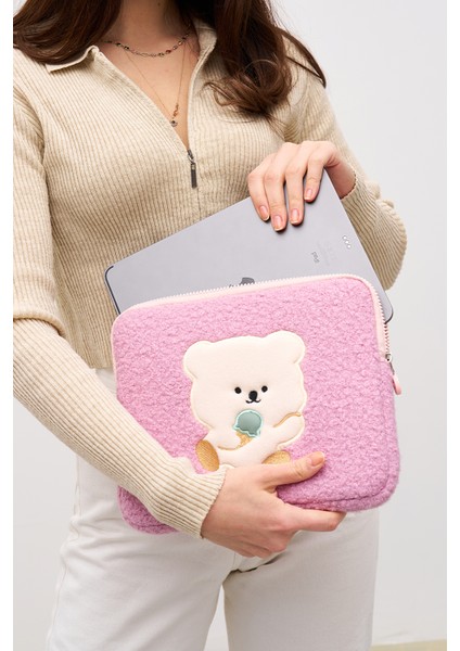 Teddy Bear Tablet Kılıfı 10” & 11” Inç Uyumlu Pembe fırsatları