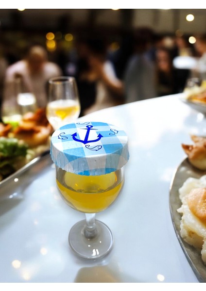 Deniz Çapası Desenli Kağıt Bardak Kapağı 75 mm 100 Adet