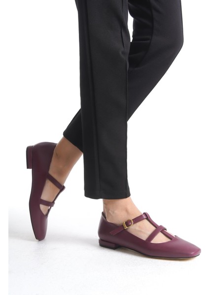 FESTA Bordo Cilt Tokalı Casual Babet Kadın indirimleri