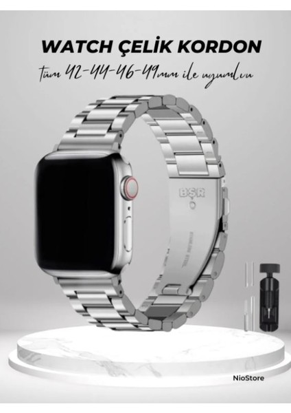 Apple Watch 49/46/45/44/42 mm Series 10/9/8/7/6/5/se/ultra/hk Paslanmaz Çelik Kordon Ayarlama modelleri