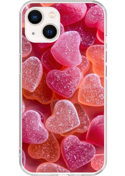 iPhone 14 Uyumlu Şeffaf Kılıf Şeker Tasarımlı