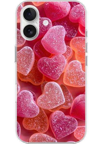 iPhone 16 Uyumlu Şeffaf Kılıf Şeker Tasarımlı