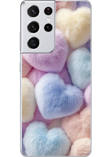 Samsung Galaxy S21 Ultra Uyumlu Şeffaf Kılıf Peluş Tasarımlı