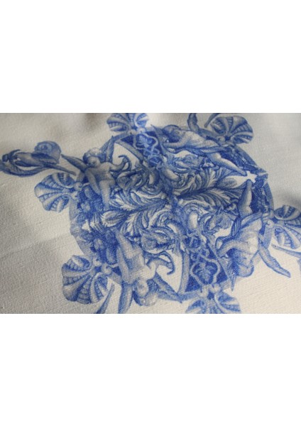 Mofhomecollection Keten Üstü Dijital Baskı Saçak Kırlent Kılıfı
