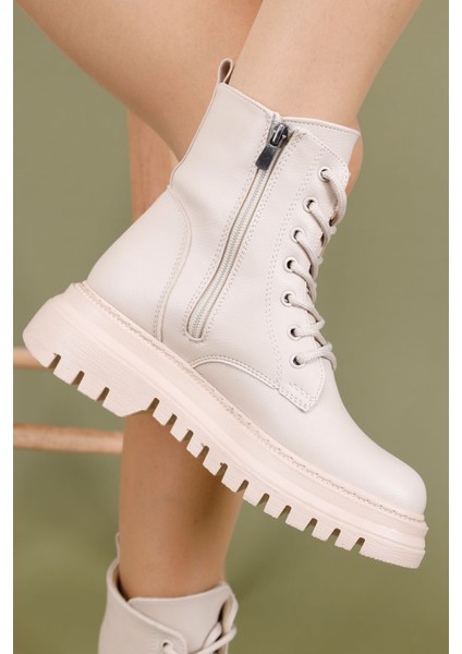 Neryo Kadın Fermuarlı ve Bağcıklı Bej Kadın Bot fiyatları