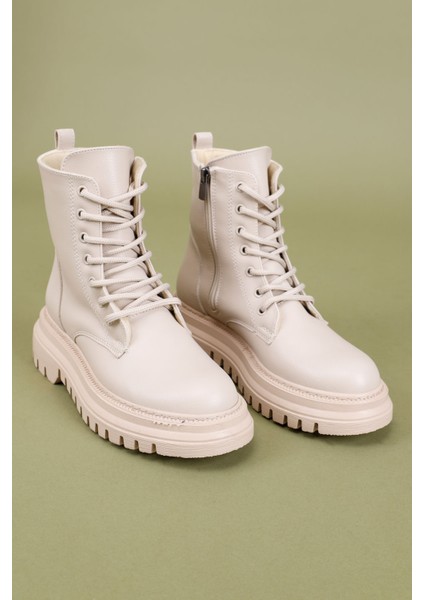 Neryo Kadın Fermuarlı ve Bağcıklı Bej Kadın Bot indirimleri