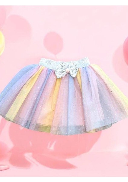 Kız Çocuk Gökkuşağı Renkli Tütü Etek