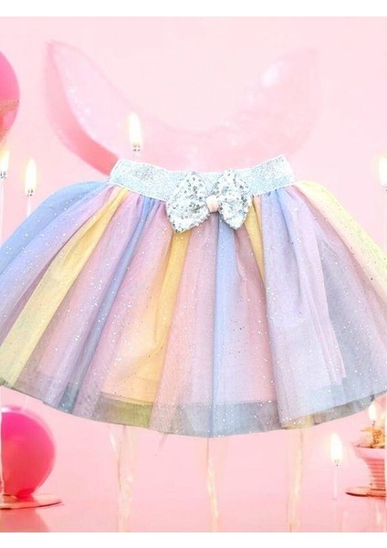 Kız Çocuk Gökkuşağı Renkli Tütü Etek modelleri