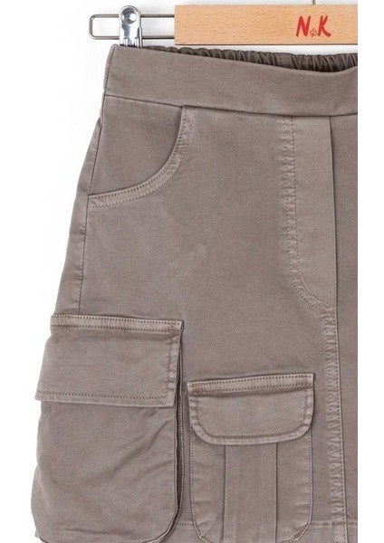 Kız Çocuk Pamuklu Bel Lastikli Kargo Cepli Antik Etek modelleri