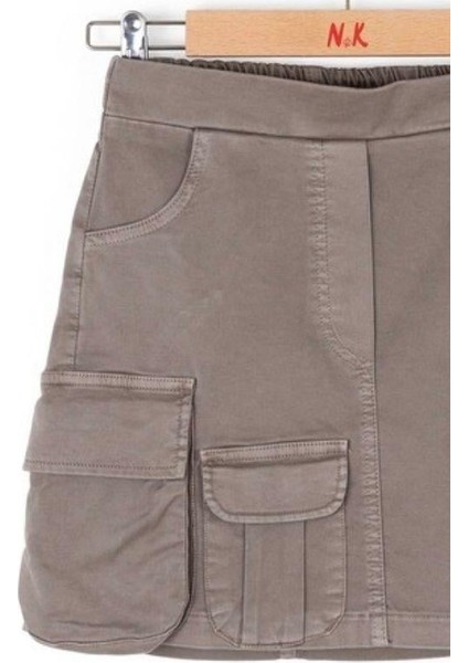 Kız Çocuk Pamuklu Bel Lastikli Kargo Cepli Antik Etek indirimleri