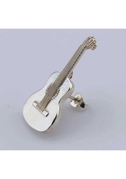 Gümüş Klasik Gitar Tek Küpe (1,3cm x 2,8cm) (BG-KP-162)