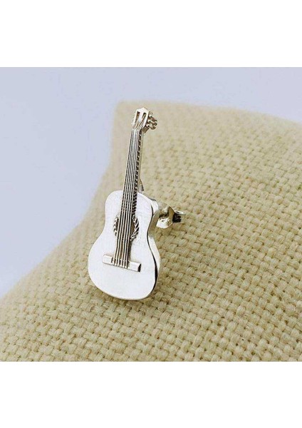Gümüş Klasik Gitar Tek Küpe (1,3cm x 2,8cm) (BG-KP-162)