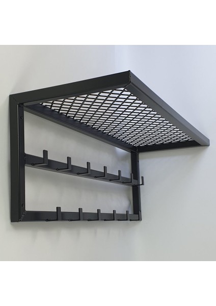 Dekoratif Demir Raflı Duvar Askısı - Metal Askılık - Elbise Askısı - Modern Design