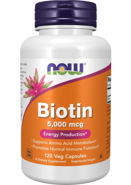 Foods, Biotin, 5,000 Mcg, 120 Veg Capsules