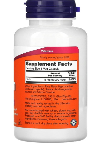 Foods, Biotin, 5,000 Mcg, 120 Veg Capsules fiyatları