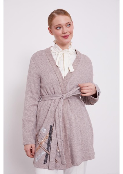 Vizon Payet Işlemeli Kaşmir Hırka