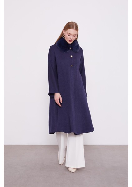 Lacivert Yakası Kürklü Kaşmir Hırka fiyatları