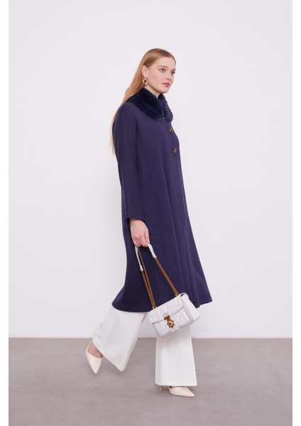 Lacivert Yakası Kürklü Kaşmir Hırka modelleri