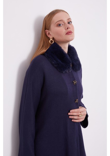 Lacivert Yakası Kürklü Kaşmir Hırka fırsatları