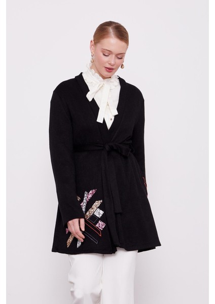 Siyah Payet Işlemeli Kaşmir Hırka modelleri