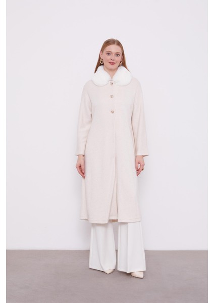 Krem Yakası Kürklü Kaşmir Hırka fiyatları