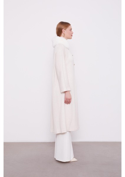 Krem Yakası Kürklü Kaşmir Hırka fırsatları