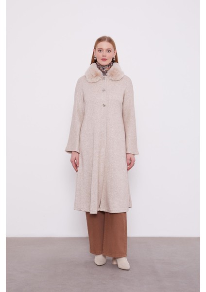 Bej Yakası Kürklü Kaşmir Hırka fiyatları