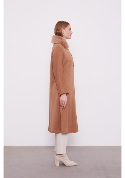 Camel Yakası Kürklü Kaşmir Hırka modelleri