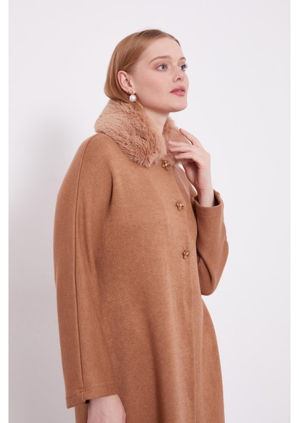 Camel Yakası Kürklü Kaşmir Hırka fırsatları