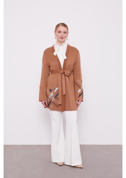 Camel Payet Işlemeli Kaşmir Hırka fiyatları