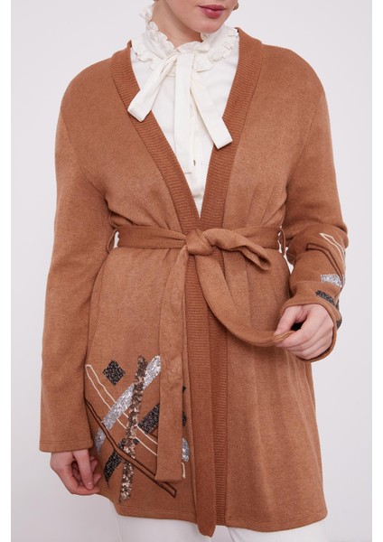 Camel Payet Işlemeli Kaşmir Hırka indirimleri