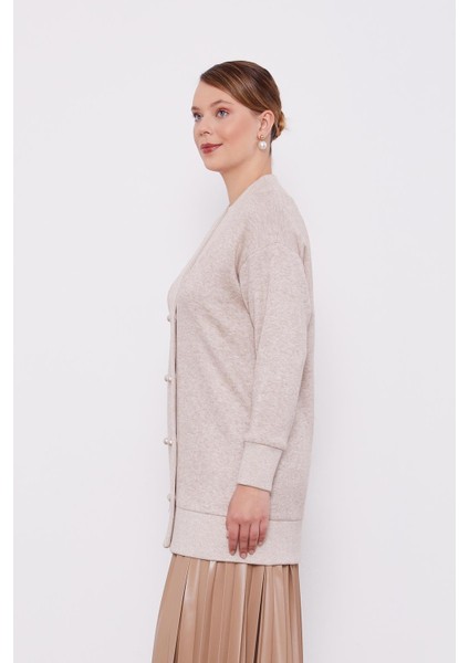 Bej Inci Düğmeli Kaşmir Hırka modelleri