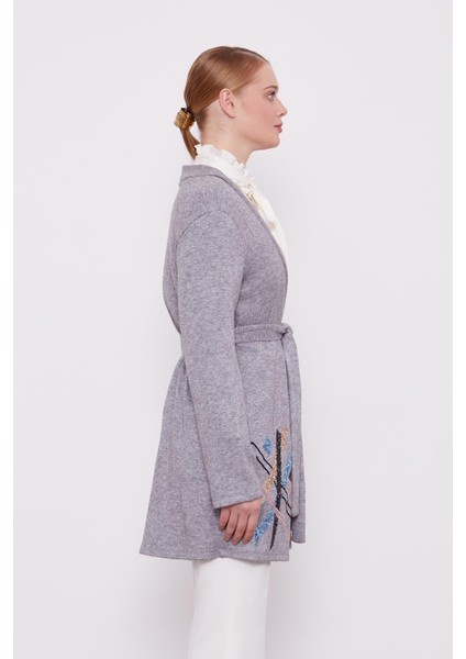 Gri Payet Işlemeli Kaşmir Hırka fırsatları