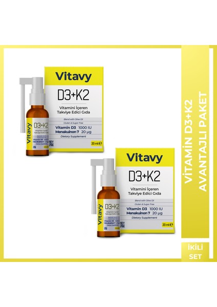 D3K2 Vitamini Sprey 20 ml 2'li