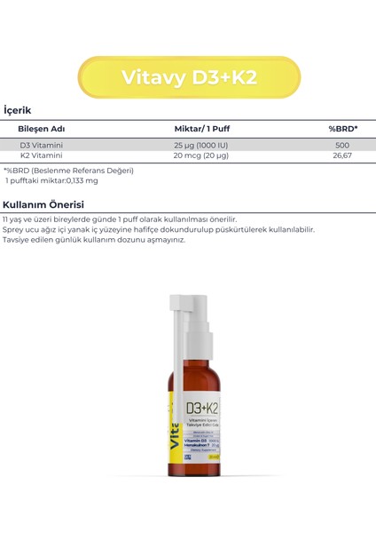 D3K2 Vitamini Sprey 20 ml 2'li