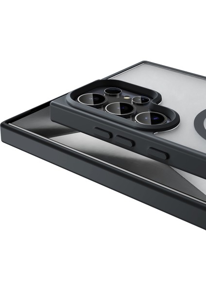 Galaxy S25 Ultra Uyumlu Kılıf Magsafe Şarj Özellikli Mat Arka Yüzey Zore Sio Kapak-Siyah indirimleri