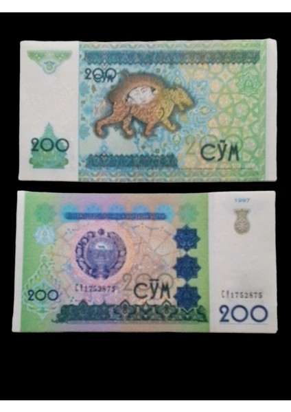 Özbekistan 200 Som Eski Koleksiyon Yabanci Kağıt Para. Antika Para.