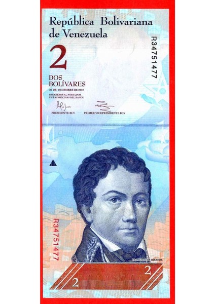 3 Adet Venezuela 2 Bolivares P 88D 2012 Unc Çil