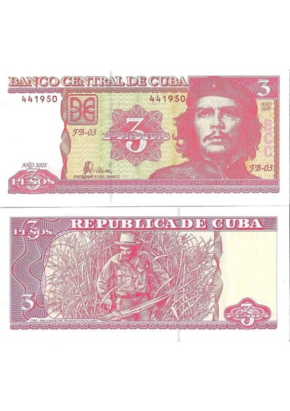Küba 2005 Yılı 3 Pesos Yabancı Kağıt Para Çil (Unc) Koleksiyon Para