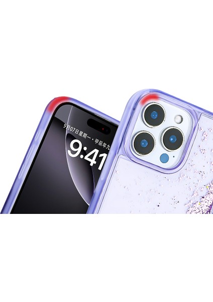 Lexroo iPhone 16 Pro Max Uyumlu Kılıf Sıvılı Simli Şeffaf Arka Yüzey Zore Keto Silikon Kapak-Siyah
