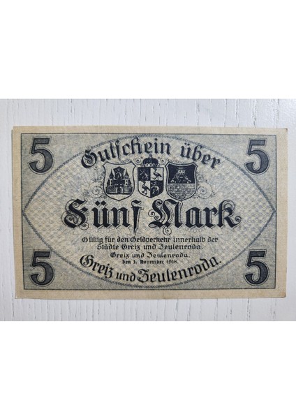 1918 Alman 5 Mark Temiz. Orijinal Dönemine Ait fiyatları