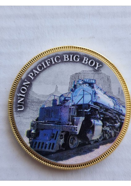 Alman Demiryolu Serisi Union Pacific Big Boy Altın Kaplama Bakır Hatıra Madalya. 3.3cm Çap Çok Nadir