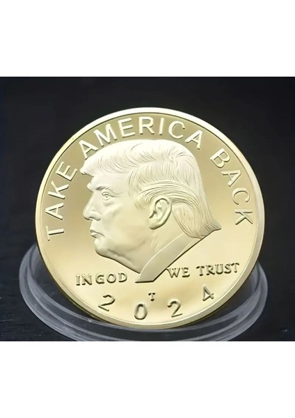 Trump 2024 Seçim Madalyonu Hatıra. 4 cm Çapında Koleksiyonluk Nadir Baskı Madalyon