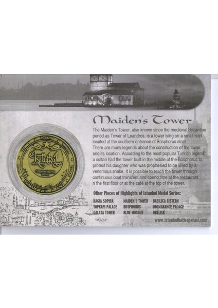 Kız Kulesi Istanbul Hatıra Madalyon Çil Portföyünde Koleksiyon Görseldeki Ürün / 647 fiyatları